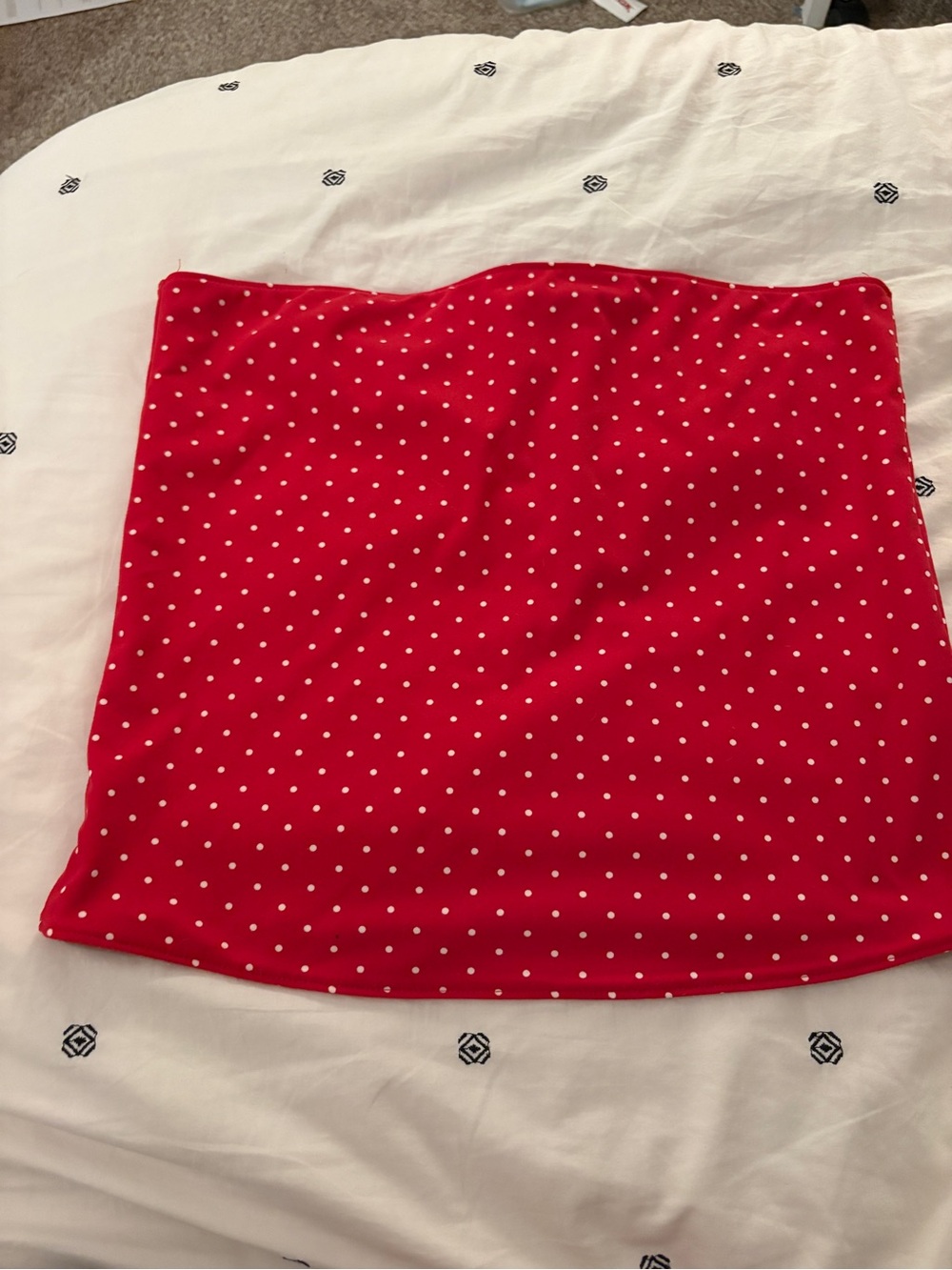 wild fable Red and White Polka Dot Strapless Crop Top